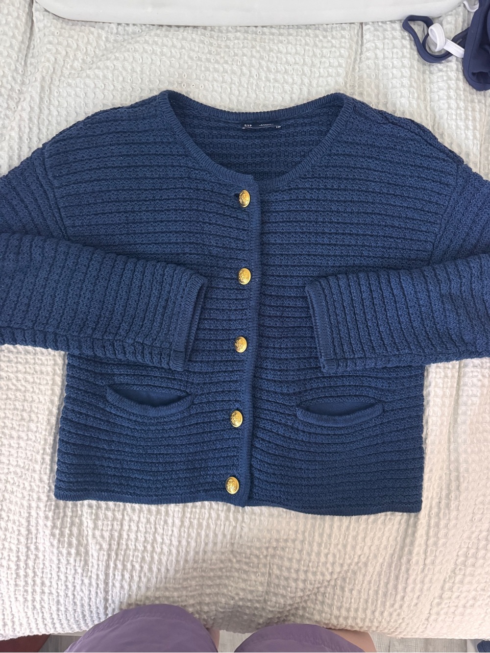 GAP Navy Textured Knit Sweater